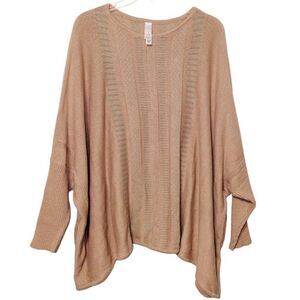 Marla Wynne Women's Knitted Dolman Sleeve‎ Scoopneck Poncho Sweater Pink Medium